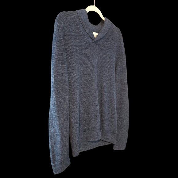 GAP Men’s Navy Blue Shawl Collar Knit Sweater Size Medium - Picture 2 of 4